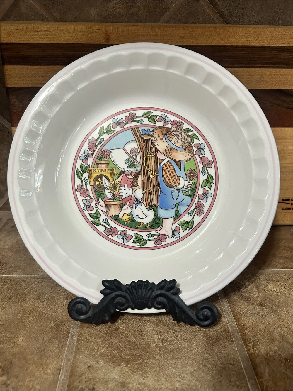 Country Kids White Ceramic Collector's Recipe Plate